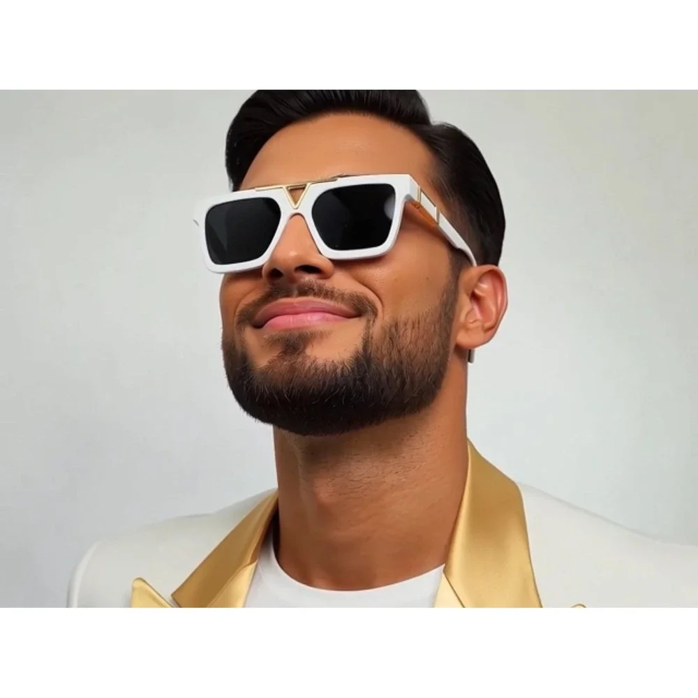 Men's Luxury Designer White Sunglasses Sophisticated Elegant Fancy Outdoor Gafas